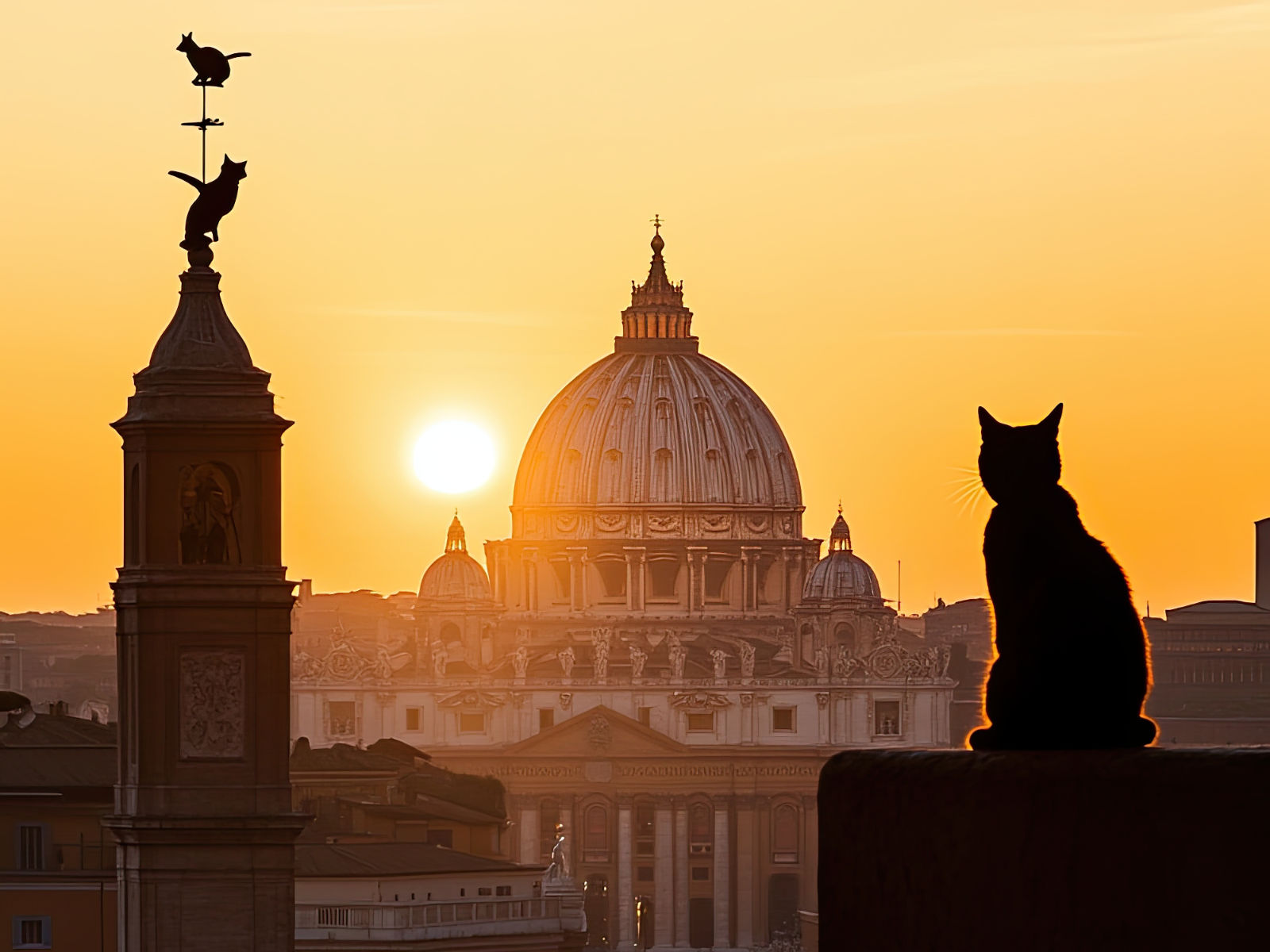 Rome at sunset in limo